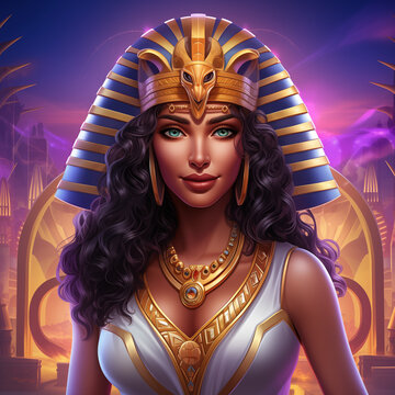Cleopatra fantasy character purple gold 