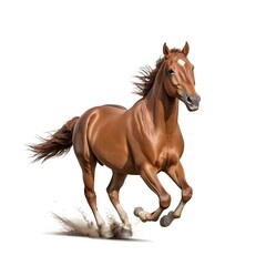 Fototapeta premium Chestnut Horse Running Isolated on White