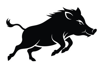 Wild Boar Charging Silhouette Vector