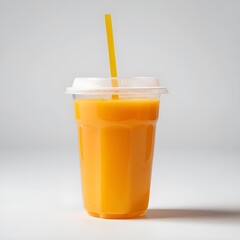 Orange Juice in Plastic Cup with Straw