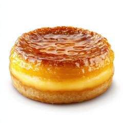 Fototapeta premium A perfectly caramelized crème brûlée with a golden, crunchy sugar top and smooth custard beneath, isolated white background