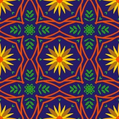 seamless pattern with colorful flowers