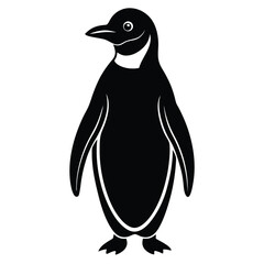 Cute black and white penguin vector illustration, isolated on cold winter ice