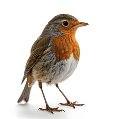 Obraz premium European Robin Bird Isolated on White Background