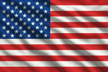 Obraz premium Waving flag of USA, American flag blowing in the wind, full frame smooth fold