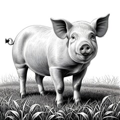 Fototapeta premium Happy Piglet in the Grass