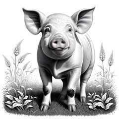 Fototapeta premium Happy Piglet in Meadow