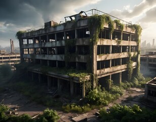 Fototapeta premium Overgrown Ruins of an Abandoned Building