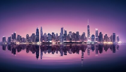 Fototapeta premium City Skyline Reflection at Dusk