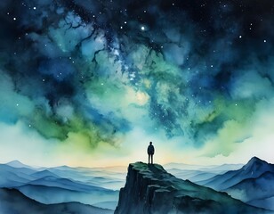 Fototapeta premium Solitude Under a Starry Sky