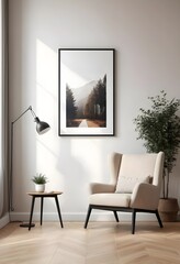 Cozy Living Room Interior with Scenic Artwork