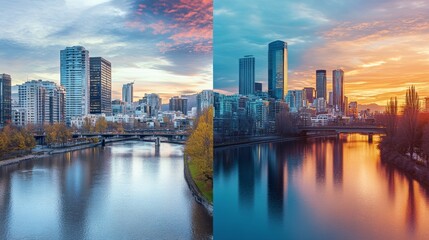 Fototapeta premium How do images of cities and urban life sell compared to rural or nature-based imagery on Adobe Stock? 