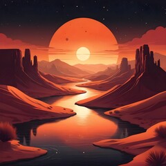 Sunset over Monument Valley River