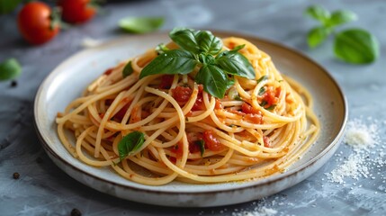 Simple Tomato Basil Spaghetti Plate of excellence in splendor beyond compare with grace in style