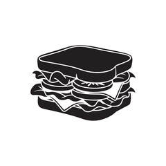  Vector illustration of a sandwich with sesame bun, lettuce, tomato, and m