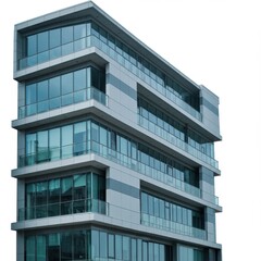 Obraz premium Modern glass building facade closeup on white background