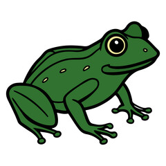 Cartoon Green Frog Illustration - Side View