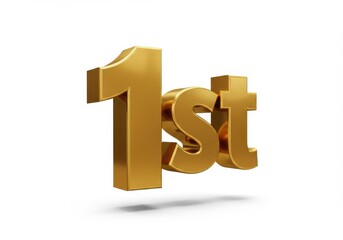 Golden first place symbol isolated on white background