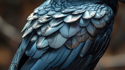 Obraz premium Close-up of intricate crow feathers in deep blue hues.