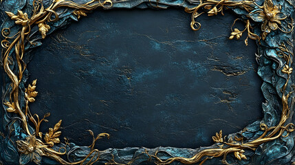 Ornate teal and gold framed decorative plaque.