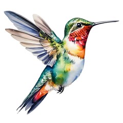 Obraz premium Watercolor Hummingbird in Flight