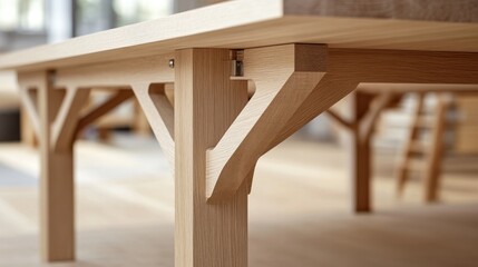 Carpenter constructing a wooden table. Featuring craftsmanship and design skills