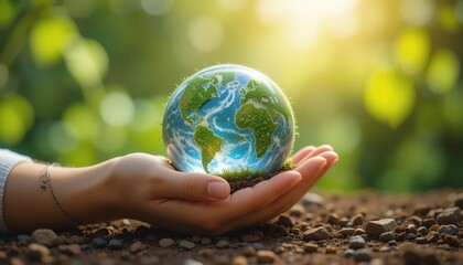 Hands Holding Green Earth for Earth Day