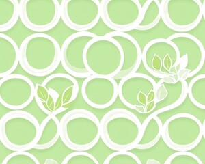 Green Circles  Leaves Pattern.