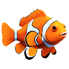 Cartoon Clownfish: Colorful Marine Life Illustration in 3D for Kids' Art & Learning