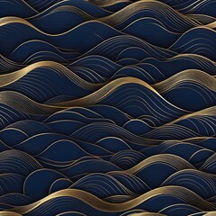 Obraz premium Abstract Navy Blue and Gold Waves Background