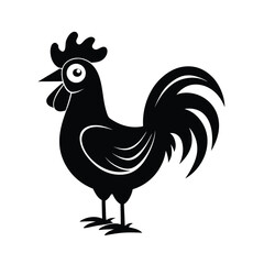cartoon rooster black and white line drawing simple