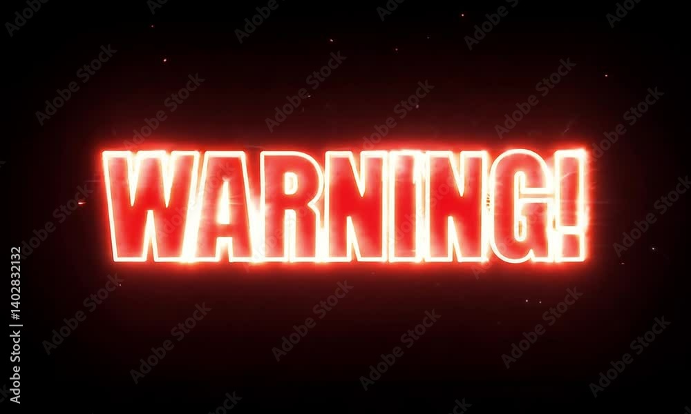 Poster attention grabbing warning text illuminated with bold glowing red effects made with generative ai te