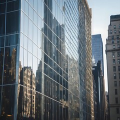 Obraz premium Modern Glass Skyscraper Reflecting Cityscape