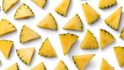 Triangular Pineapple Slices on White Background