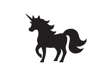 Silhouette of unicorn vector illustration on white background.