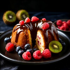 chocolate cake with berries