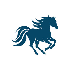 stylized black silhouette running horse flowing mane