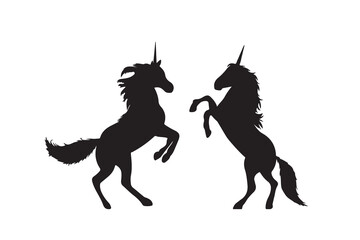 Silhouette of unicorn vector illustration on white background. © design box