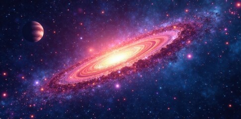 A stunning galaxy with colorful stars and planets, nebula, galaxy space stars planets colorful stars