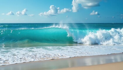 ocean waves crashing against shore, beach, waves