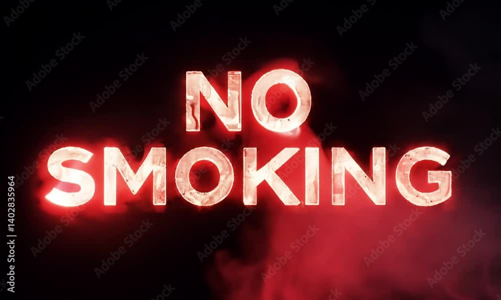 Poster strict block font no smoking text with dynamic flash highlights made with generative ai technology
