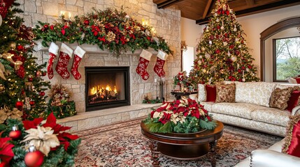 Cozy Christmas Living Room with Holiday Decor