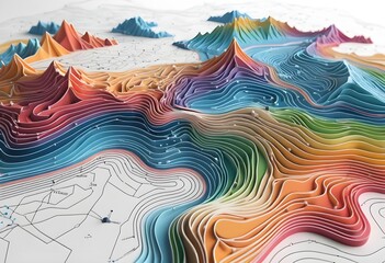Abstract Colorful Topographic Map