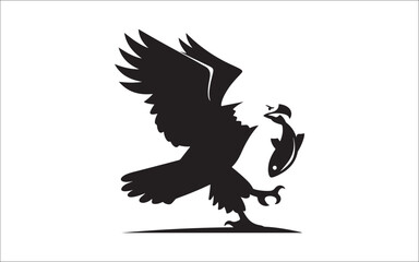 Obraz premium Eagle Silhouette Vector Icons: Flying Predator Bird Logos & Head Designs