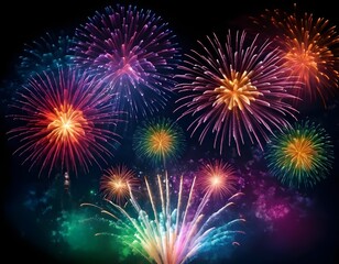 Fototapeta premium Colorful Fireworks Display at Night