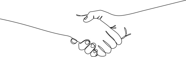 continuous single line drawing of a handshake, line art vector illustration