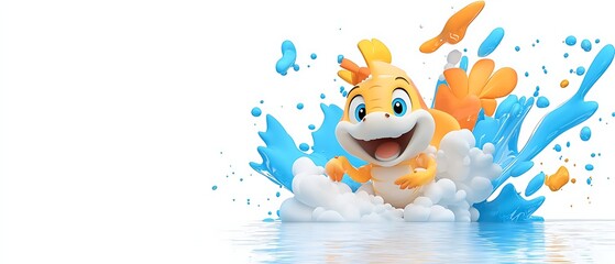 Obraz premium Cartoon Fish Splashing