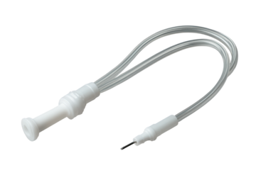 Double lumen central venous catheter lying on transparent background