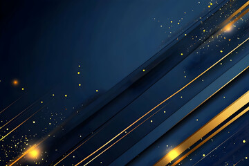 Blue background with diagonal golden lines and light effects