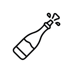 Line Art Illustration Of A Champagne Bottle Popping Open With Bubbles